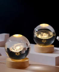 Wholesale 3D Art Crystal Ball Night Lamp Decoration Solar System Led Night Lights Desktop Home Decor Luminous Crystal Ball.